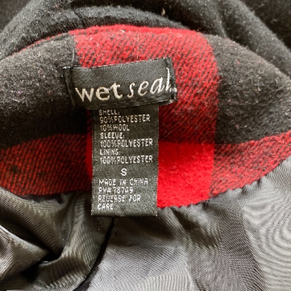 Wet Seal red black wide buffalo plaid jacket sweatersleeve size small - Picture 6 of 7
